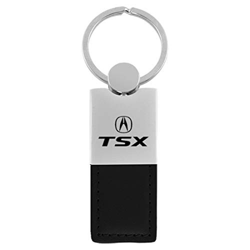 Au Tomotive Gold INC Acura TSX Black Leather Chrome Car Fob Key Chain Ring
