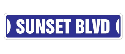 Sunset BLVD Street Sign Los Angeles California Hollywood LA   Indoor Outdoor    24  Wide