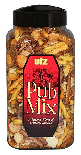 Utz Pub Mix   44 Ounce Barrel   Savory Snack Mix Blend of Crunchy Flavors for a Tasty Party Snack   Resealable Container   Cholesterol Free and Trans Fat Free