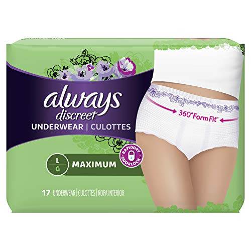 Always Discreet Incontinence Underwear for Women Maximum Large 17 Count