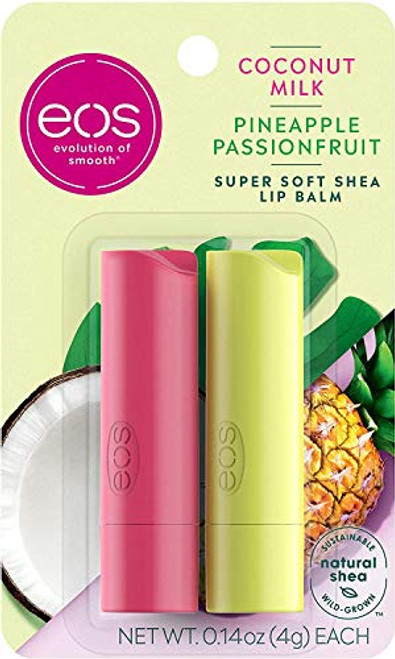 eos Super Soft Shea Lip Balm Coconut Milk and Pineapple Passionfruit 24 Hour Hydration Lip Care to Moisturize Dry Lips Gluten Free 014 oz 2 Pack eos Super Soft Shea Lip Balm Coconut Milk and Pineapple Passionfruit 24 Hour Hydration Lip Care to Moisturize Dry Lips Gluten Free 014 oz 2 Pack