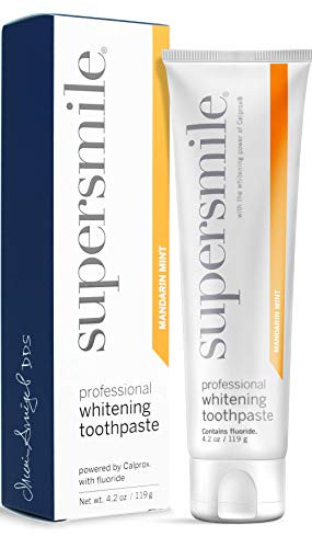 Supersmile Professional Teeth Whitening Toothpaste with Fluoride   Clinically Proven to Remove Stains   Whiten Teeth Up to 6 Shades   Enamel Strengthening   No Sensitivity  Mandarin Mint 42 Oz