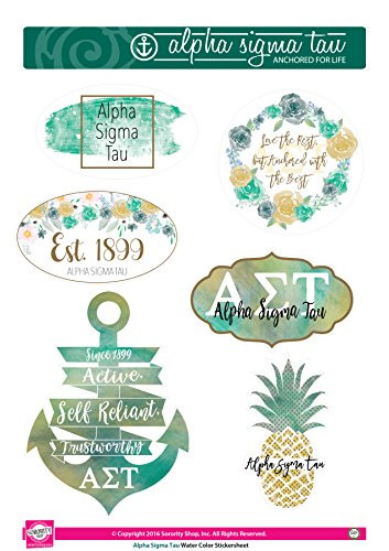 Alpha Sigma Tau   Sticker Sheet   Watercolor Theme
