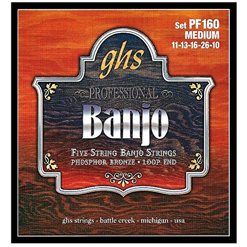 GHS Strings PF160 5 String Banjo Strings Phosphor Bronze Medium  011 026