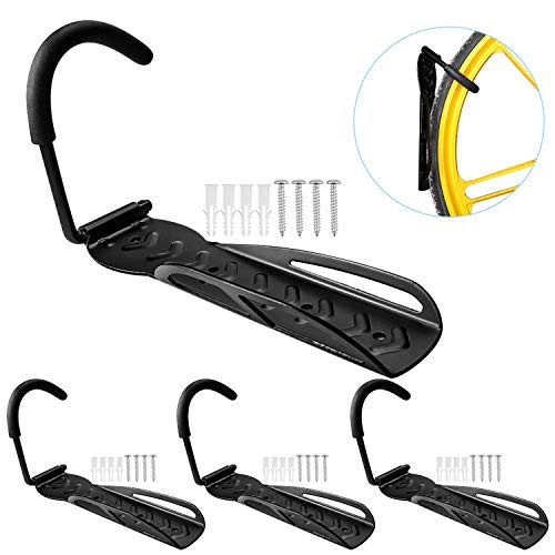 AOLEBA Bike Wall Mount HookPack of 4 Bike Bicycle Wall Storage Hanger Rack Holder Bicycl Hook for Garage Shed66lb Max Capacity for a Single Bike