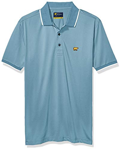 Jack Nicklaus Men s Short Sleeve Solid Polo with Rib   Cuff Tipping Blue Grotto Small