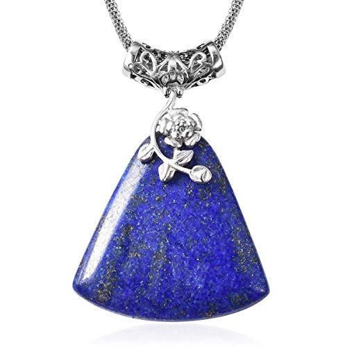 Shop LC Delivering Joy Lapis Lazuli Decorative Bail Necklace 20  in Stainless Steel Fashion Jewelry for Women
