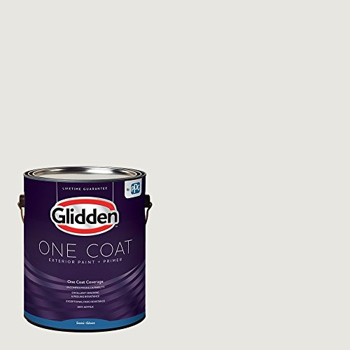 Glidden Exterior Paint   Primer  White Willow Springs One Coat Semi Gloss 1 Gallon