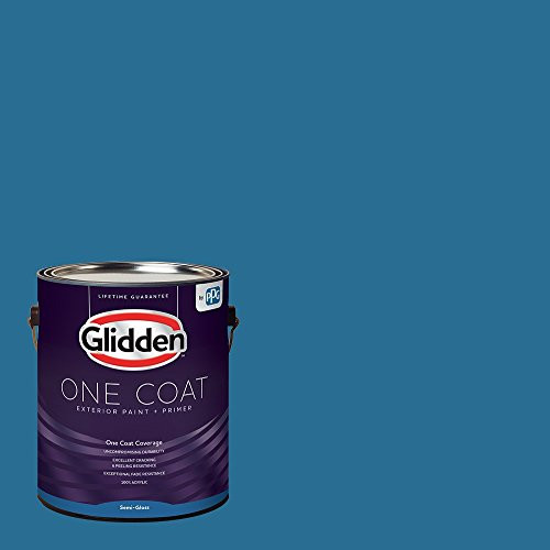 Glidden Exterior Paint   Primer  Teal Aqua Exterior Paint  Blue Oasis One Coat Semi Gloss 1 Gallon