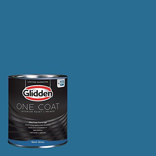 Glidden Interior Paint   Primer  Teal Aqua Interior Paint  Blue Oasis One Coat Semi Gloss 1 Quart