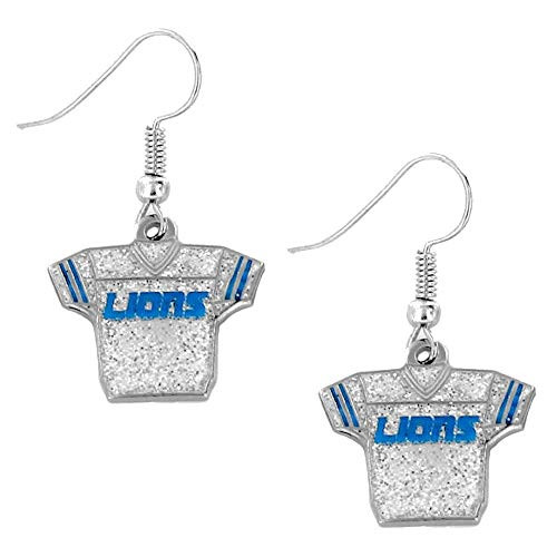 Sports Team Detroit Lions Jersey Dangle Glitter Earring Set Sports Team Detroit Lions Jersey Dangle Glitter Earring Set