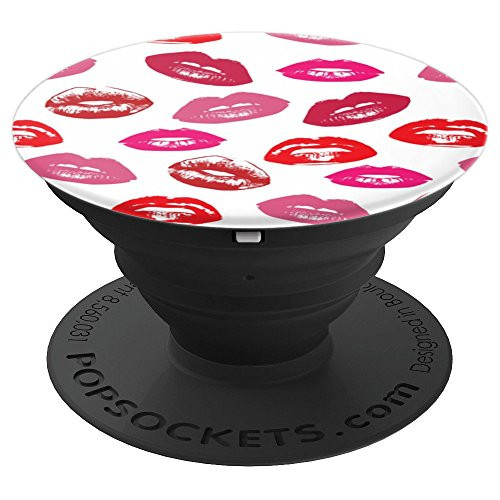 Glossy Lips Lipstick Pink Red Kisses PopSockets Grip and Stand for Phones and Tablets