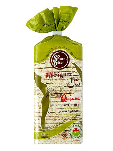 Smartbite Snacks Thin Organic Gluten Free Brown Rice Cakes with Quinoa   Unsalted 49 Oz  Pack of 12