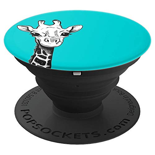 Cute Giraffe on Turquoise Background for Giraffe Lovers PopSockets Grip and Stand for Phones and Tablets