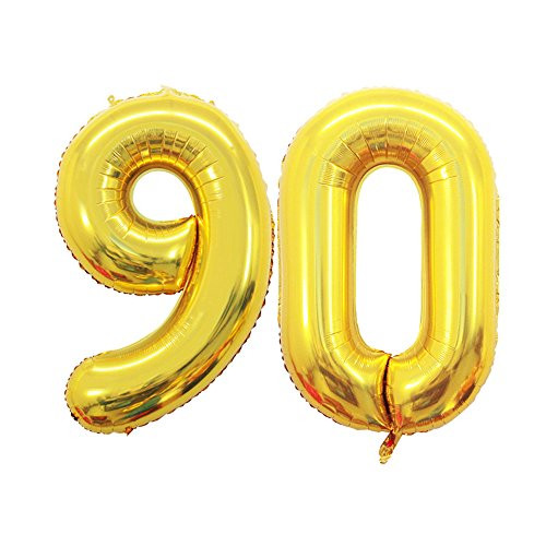GOER 42 Inch Gold Number 90 BalloonJumbo Foil Helium Balloons for 90th Birthday Party Decorations and 90th Anniversary Event GOER 42 Inch Gold Number 90 BalloonJumbo Foil Helium Balloons for 90th Birthday Party Decorations and 90th Anniversary Event