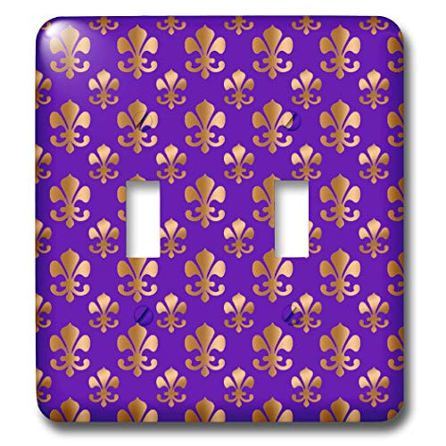 3dRose lsp 30758 2 Fluer de lis Pattern on a Dark Background Toggle Switch gold Purple