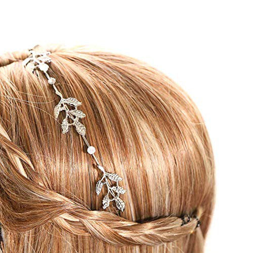 Fdesigner Fashion Pendant Hair Accessories Crystal Wedding Headband Jewlery Leaf Head Chain Festival Hairpieces Prom Hair Decoration for Women and Girls  Silver
