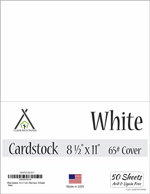 White Cardstock - 8.5 x 11 inch - 65Lb Cover - 50 Sheets