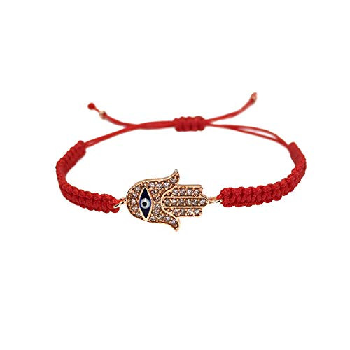 KISONI Hamsa Bracelet Cubic Zirconia Evil Eye Hand of Fatima Charm Protection Red String Bracelets