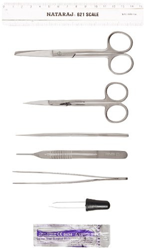 United Scientific DSET07 Stainless Steel Economy Dissecting Instrument Set 7 Instruments In a Folding Vinyl Pouch