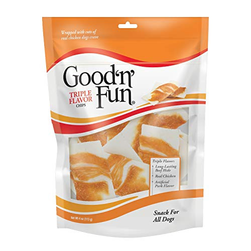 Good n Fun Triple Flavor Rawhide Chips with Real Chicken 4 Oz