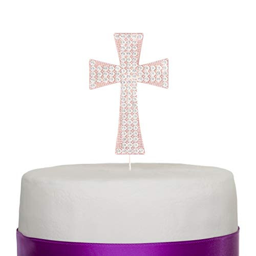 Cross Cake Topper First Communion Religious Baptism Christening Child Dedication Keepsake Decoration  Rose Gold