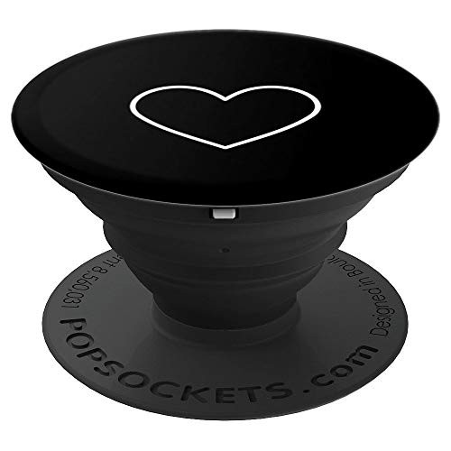 white love heart outline simple shaped on black cute design PopSockets Grip and Stand for Phones and Tablets white love heart outline simple shaped on black cute design PopSockets Grip and Stand for Phones and Tablets