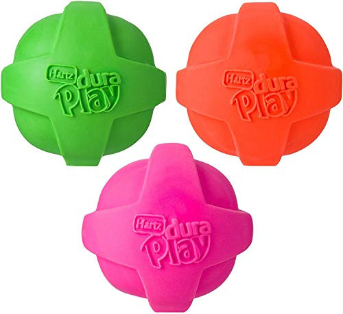 Hartz Dura Play Ball for Medium to Large Dogs  Colors May Vary   3 Dura Play Balls 