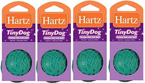 Hartz Rubber Ball with Bell for Tiny Dogs 1 Count  Assorted Colors   Pack of 4