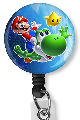 Super Mario Bros Retractable Badge Reel with Alligator Clip?Name Nurse ID Card Badge Holder Reel Decorative Custom Badge Holder