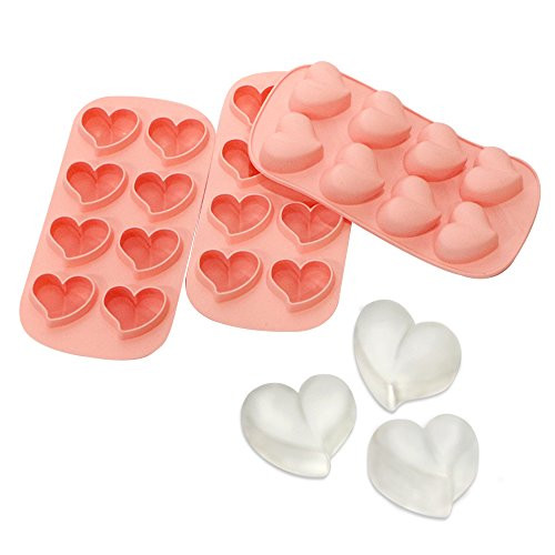 Webake Ice Cube Trays Silicone Set of 3 Reusable BPA Free Silicone Ice Cube Molds Heart Shaped Ice Maker for Whiskey Drinks and Cocktails