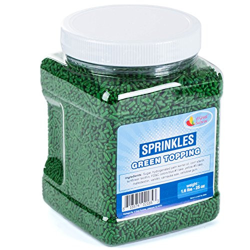 Green Sprinkles   Green Sprinkles in Resealable Container   Jimmies   Food Decorative   Bulk Candy 16LB