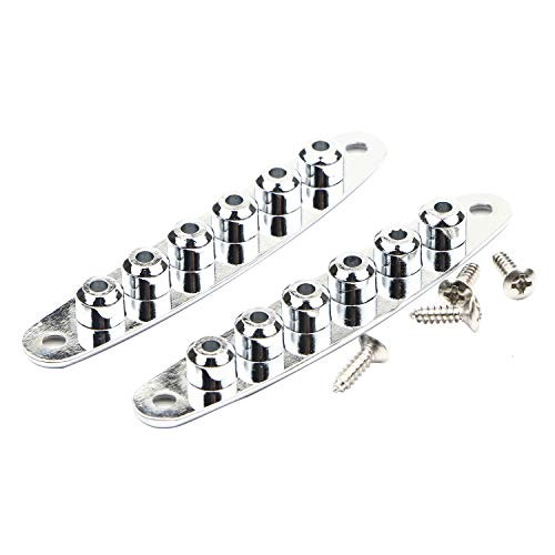 Swhmc 2pcs Set Chrome Guitar Mounting Ferrules Through Body Instead String Bushing Metal Plate Guitar Parts Replacement Accessories for Bass Guitar