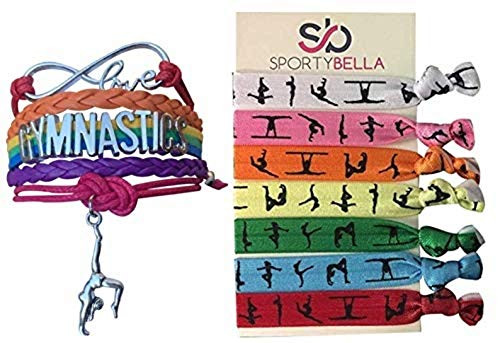 Gymnastics Hair Ties   Bracelet Set  Girls Gymnastics Hair Accessories  Gymnastics Elastics   Infinity Bracelet  Gift For Gymnast
