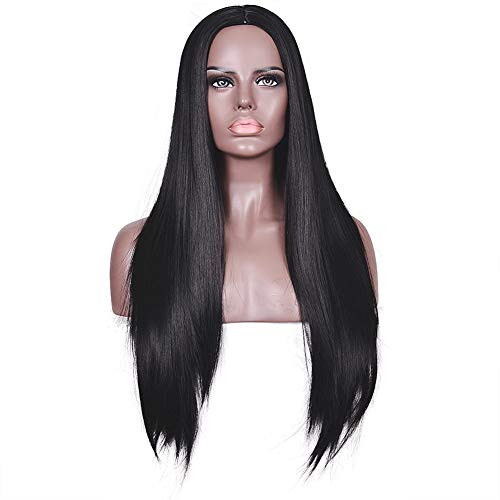 Deifor 28 inches Long Straight Middle Parting Natural Heat Resistant Replacement Hair Synthetic Wigs for Women Cosplay Party Daily Wear  1B  Black Deifor 28 inches Long Straight Middle Parting Natural Heat Resistant Replacement Hair Synthetic Wigs for Women Cosplay Party Daily Wear  1B  Black