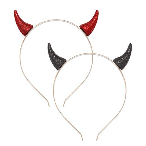 Halloween Devil Horns Headband Glitter Cat Ears hair hoop set  Horns