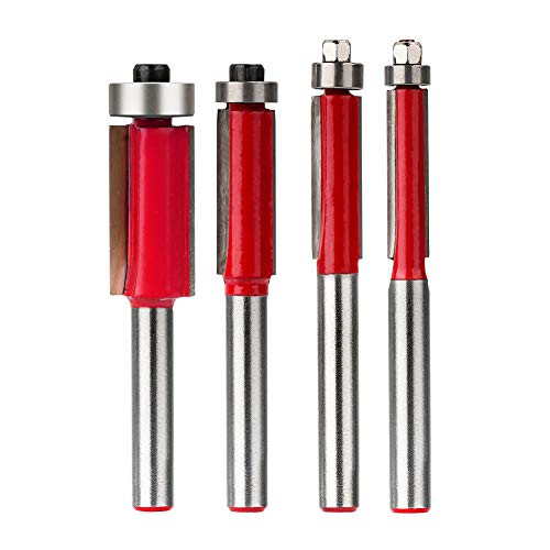 HandsEase 4Pcs Flush Trim Bits 1 4 Inch Shank Top End Bearing Router Bit Set Cutting Diameter Carpenter Woodworking Tools
