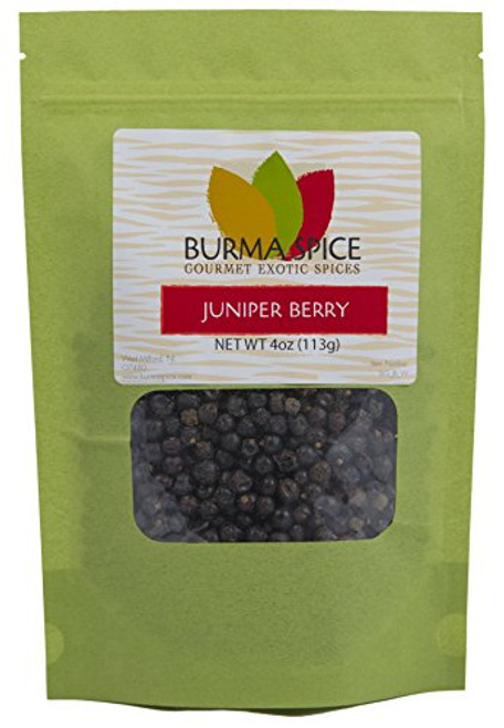 Whole Juniper Berries from Juniperus communis, excellent for flavoring meats and gin, kosher (4oz.)