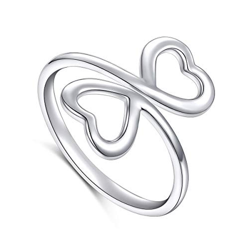 Heart Infinity Ring for Women S925 Sterling Silver Adjustable Wrap Open Spiral Spoon Ring 6 7 8 Heart Infinity Ring for Women S925 Sterling Silver Adjustable Wrap Open Spiral Spoon Ring 6 7 8