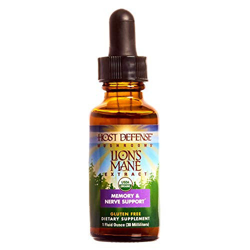 Host Defense Lion s Mane Extract Promotes Mental Clarity Focus and Memory Daily Mushroom Supplement Vegan Organic 1 fl oz  30 Servings