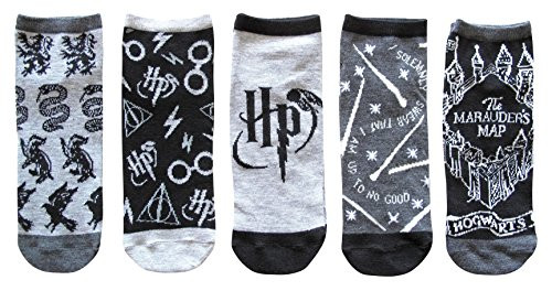 Hyp Harry Potter Designs Juniors Womens 5 Pack Ankle Socks Size 4 10