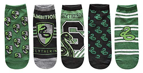 Harry Potter Slytherin Juniors Womens 5 Pack Ankle Socks Size 4 10 Green