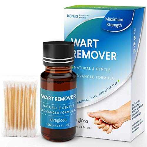 Evagloss Wart Remover Liquid   Maximum Strength  Painlessly Removes Common and Plantar Warts  BONUS Cotton Swabs