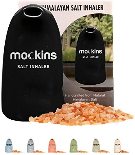 mockins Easy to Use Ceramic Salt Inhaler and Includes Pure Himalayan Pink Salt   Black Color   Asthma and Allergy Relief