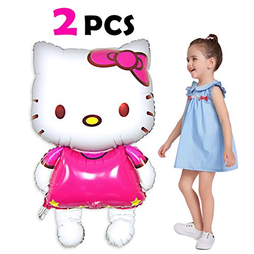 Pawliss Hello Kitty Airwalker Foil Mylar Helium Balloon Birthday Party Decoration Supplies, Large Size 33", 2 Pack