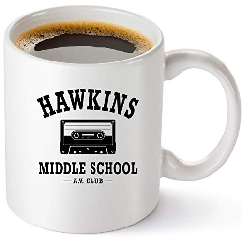 Stranger Things Merchandise Coffee Mug   Hawkins Middle School AV Club   Perfect Gift For Men And Women   Party Supplies Decorations And merch