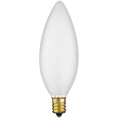 HC Lighting   E12 Candelabra Base 15 Watt Frosted Torpedo Tip 130 Volt Decorative Chandelier Light Bulb  10 Pack   15