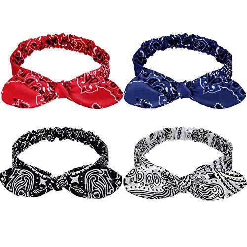 Hicarer Bandana Headbands Boho Paisley Bow Retro Print Headbands Headwrap Rabbit Ear Hairband for Girls and Women Hicarer Bandana Headbands Boho Paisley Bow Retro Print Headbands Headwrap Rabbit Ear Hairband for Girls and Women