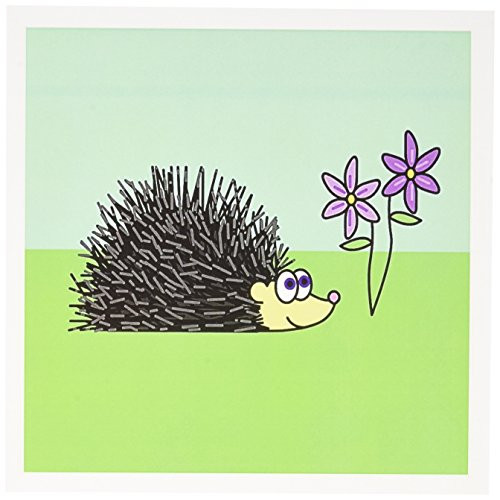 3dRose Hedgehog and Purple Flowers   Greeting Cards 6 x 6 inches set of 6  gc 6338 1