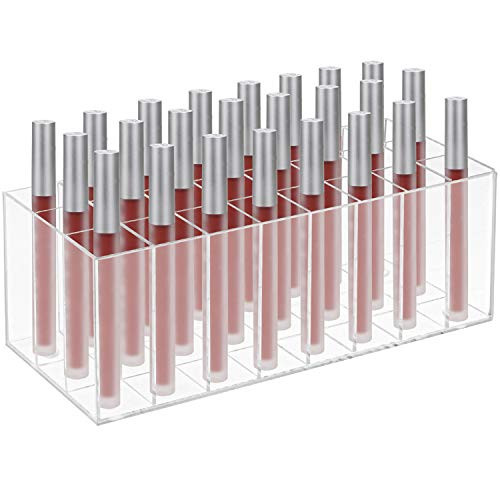 Hedume Lip Gloss Holder Organizer 24 Spaces Acrylic Lip Gloss Organizer   Beauty Makeup Holder Lipgloss Display Case for Tall Lip Gloss Lipstick Products